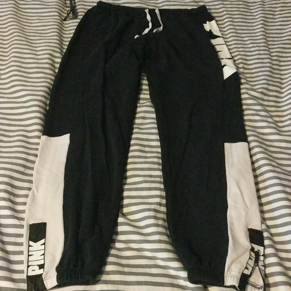 PINK black & white sweat pants